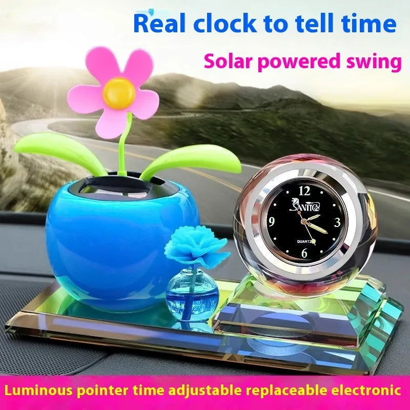 Crystal glass carving car decoration doll with perfume function in blue colour