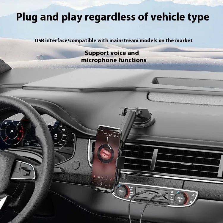 Compact USB car Bluetooth audio receiver with zinc alloy USB plug and copper 3.5mm jack on a PU-coated cable.