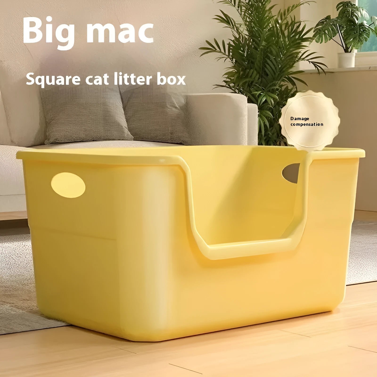 Oversized splash-proof cat litter box in chosen colour with free extra-large scoop