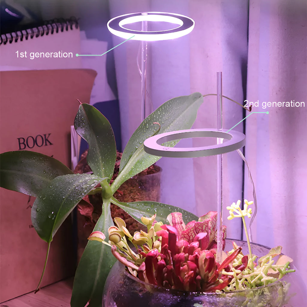 USB-powered full spectrum LED grow light with angel ring design for indoor plants