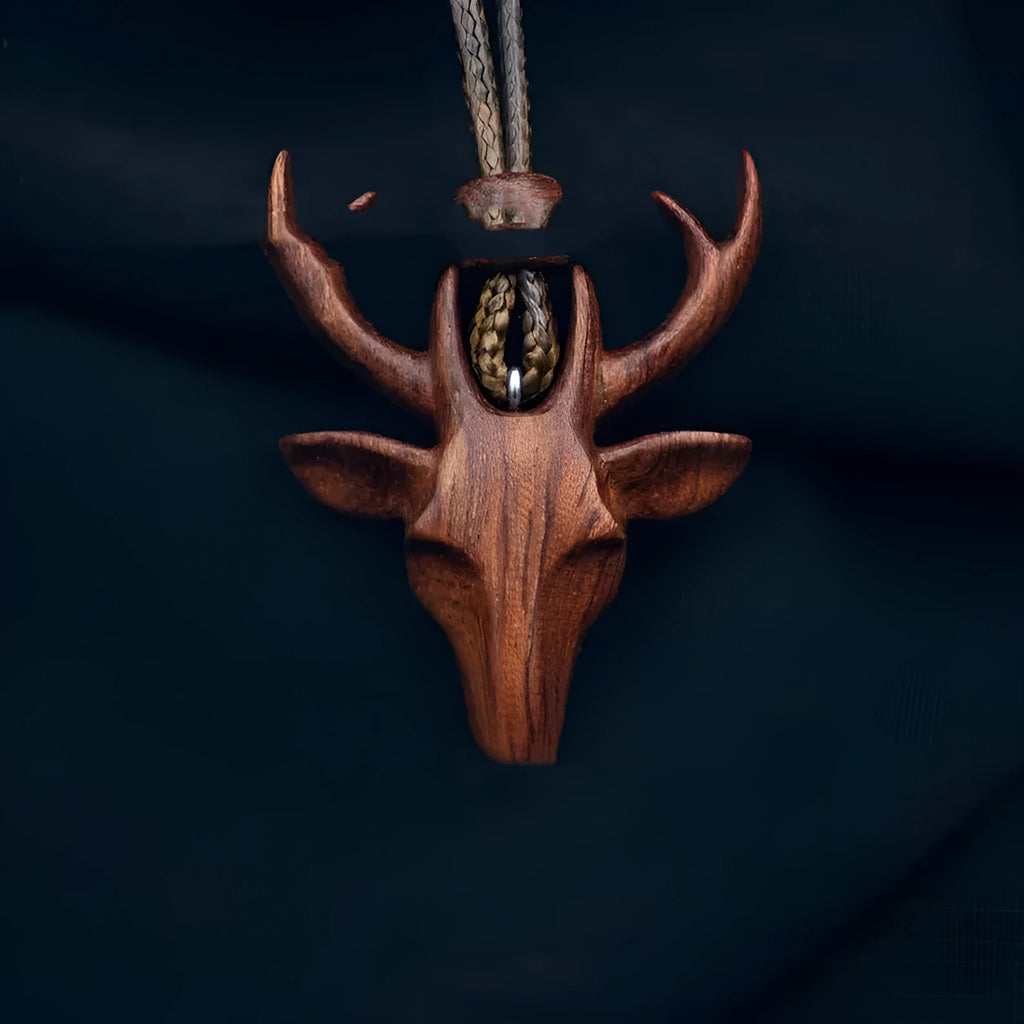 Wooden fox necklace for women, pine pendant with modern simplicity style, deer or fox motif option