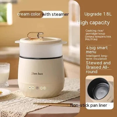 Mini rice cooker 1.8L non-stick liner beige colour with steamer