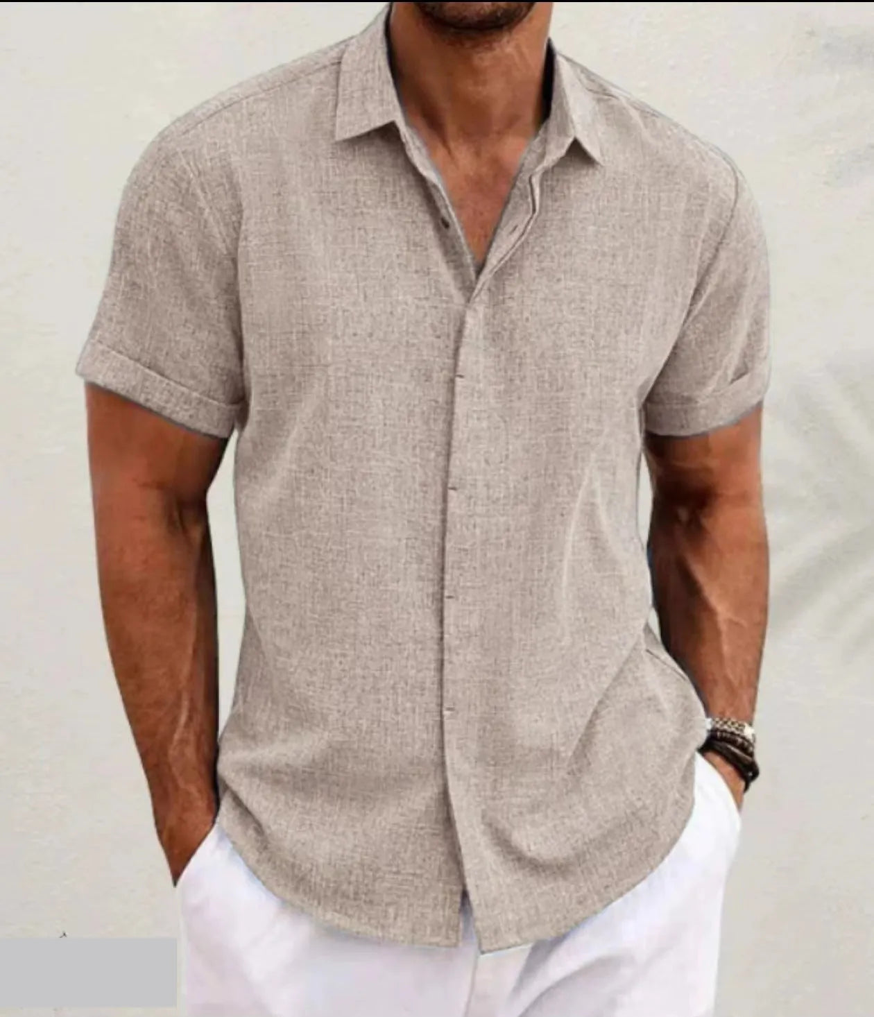 Men's light grey loose fit cotton blend cardigan with lapels and long sleeves