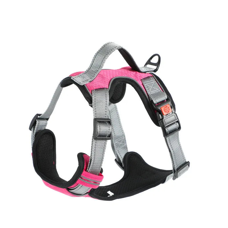 Polyester dog harness vest with hand-holding rope in multiple colour options