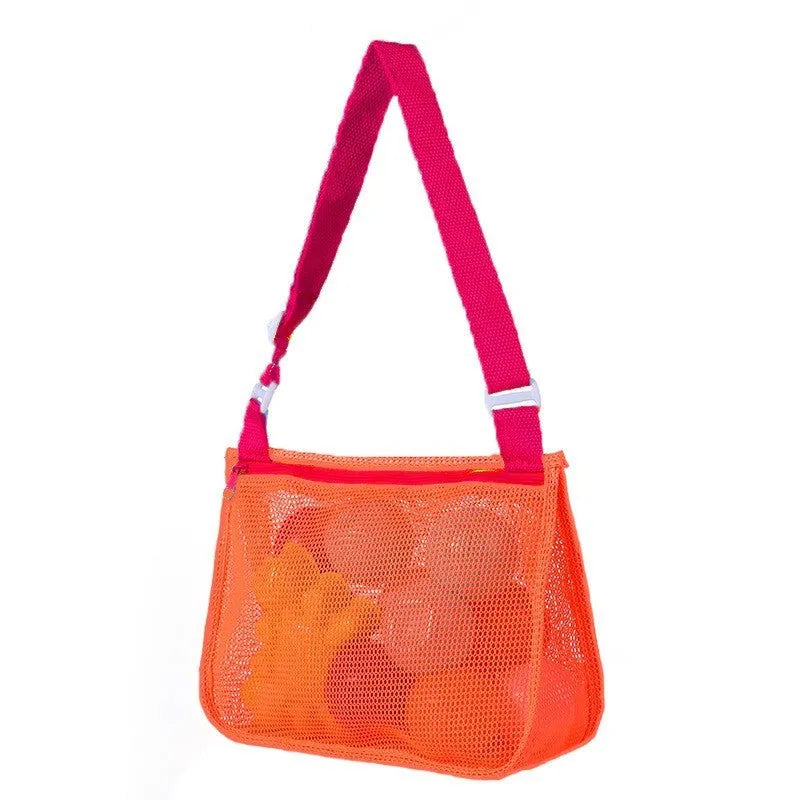 Blue nylon mesh children's travel storage bag with sealing function, 20x25x8 cm dimensions