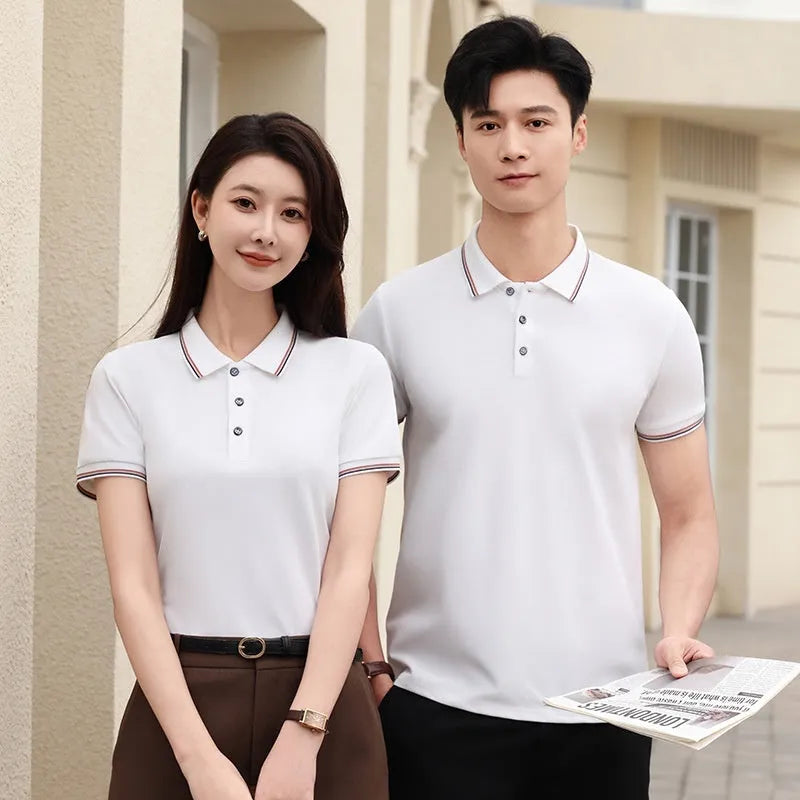 Ice silk polo shirt in copper ammonia fibre fabric available in multiple solid colours