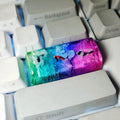 Clear resin keycap with koi fish and scenic pond design for Cherry MX mechanical keyboard
