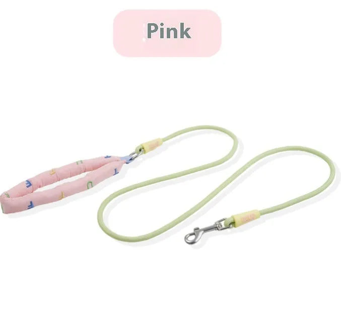 Polyester dog leash with hand holding rope design in four colour options