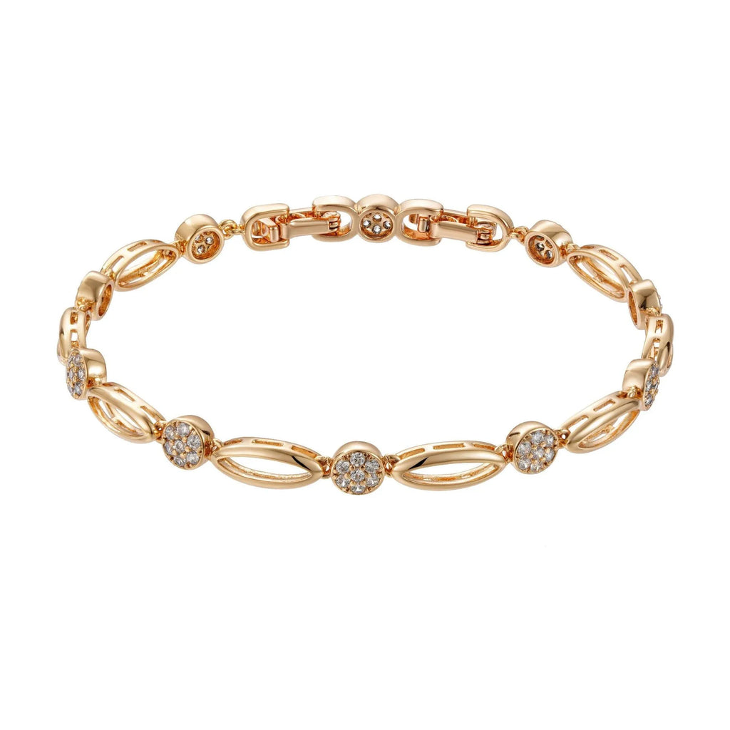 Golden copper hollow carved U-shaped women's bracelet showing openwork pattern
