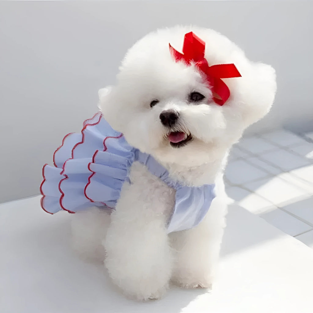 Summer thin pet princess dress in polyester, suspender skirt cartoon style, sizes XS to XL