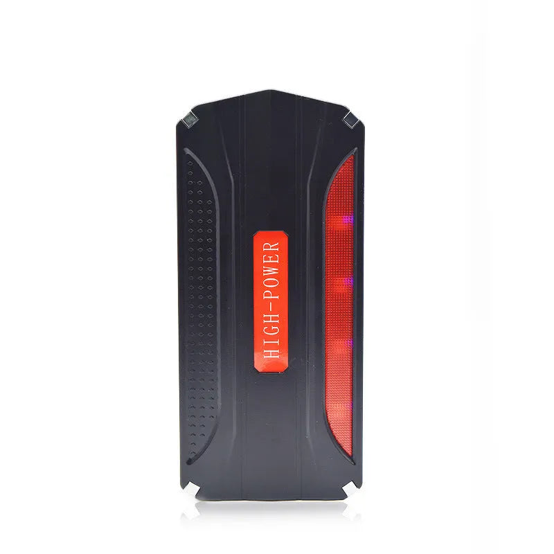 Black and red 12V vehicle emergency jump starter power supply unit with 7800mAh capacity.