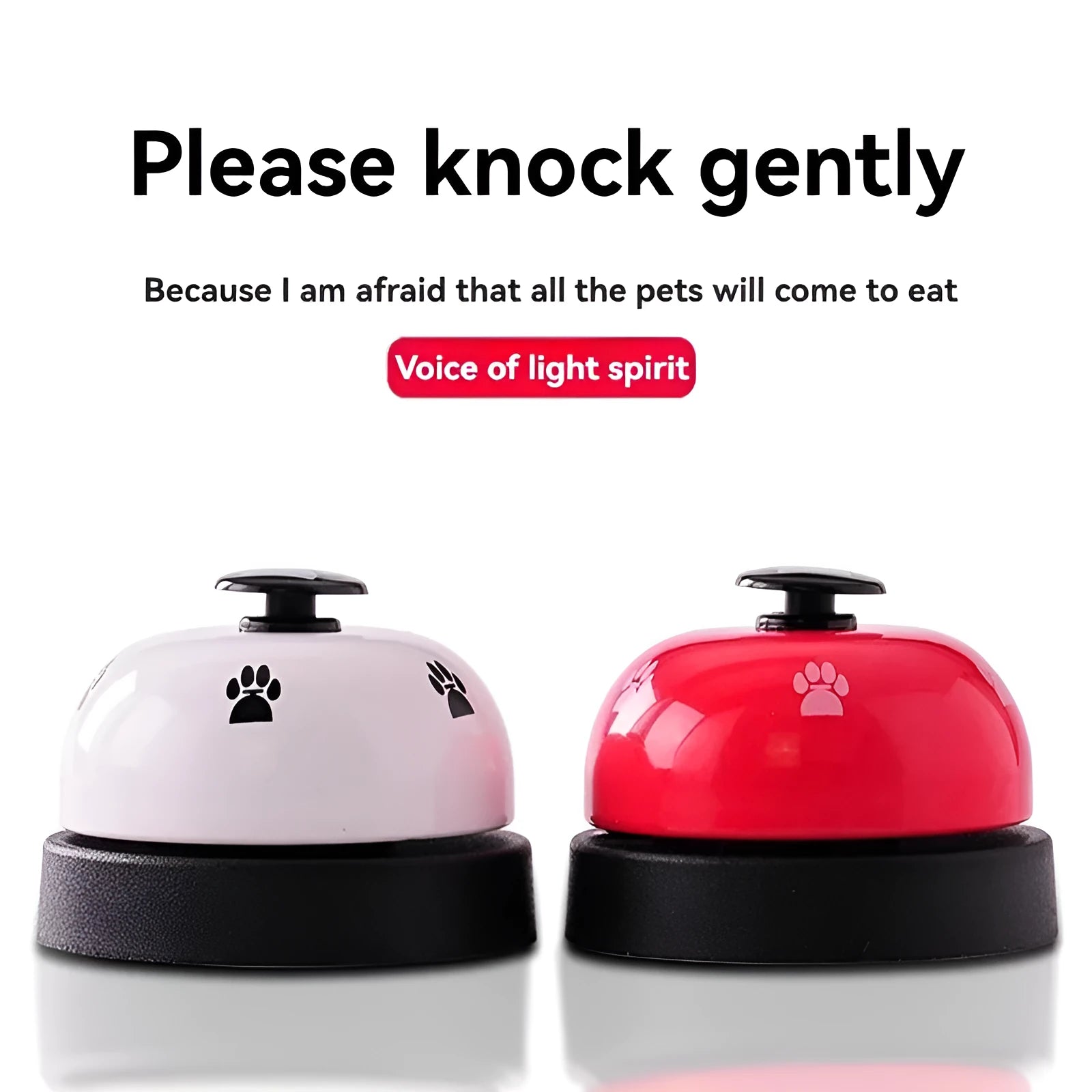 Pet bell cat dog trainer in red with footprint design attached to a collar