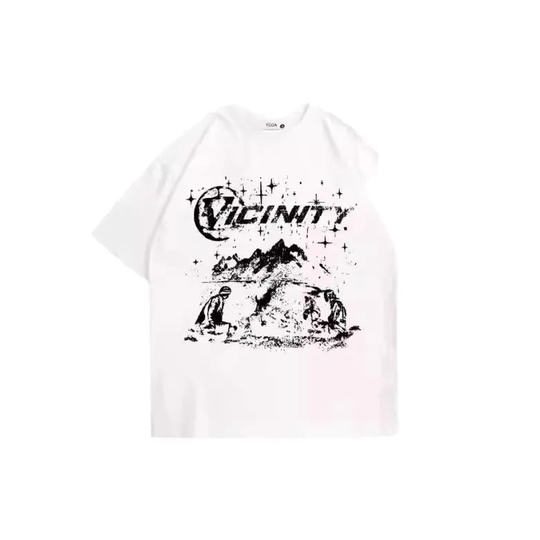 Men's hip hop print t-shirt with retro graphics on polyester fabric in multiple sizes
