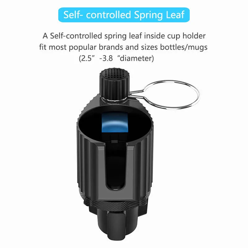 Grey and green car drink holder and mobile phone mount with ABS plastic construction