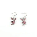 Cute full diamond rabbit stud earrings in silver, pink, and gold alloy.