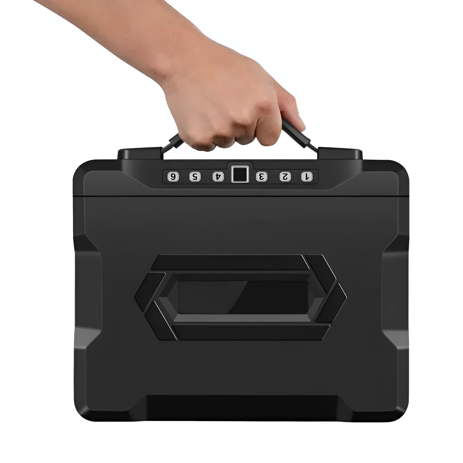 Portable L12 mechanical combination safe box in heavy-duty steel.