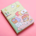 White portable notebook with magnetic buckle showing Kaba bear hippo and heart design