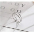 Silver geometric cross ring with adjustable opening for women