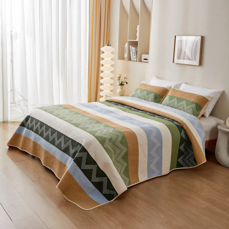 Pure cotton printed bed sheet set in modern simple style with reactive dye patterns