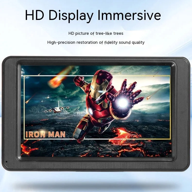 Black portable 7-inch vehicle MP5 player with mounting bracket and cables