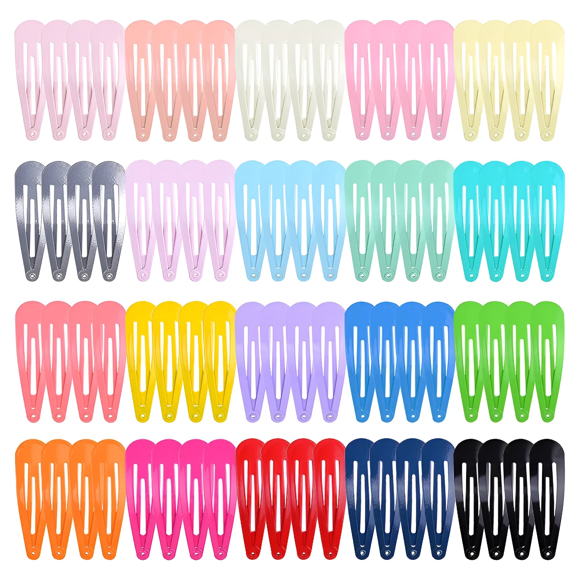 80 piece assortment of multicolour metal hair barrettes in a zip-lock bag