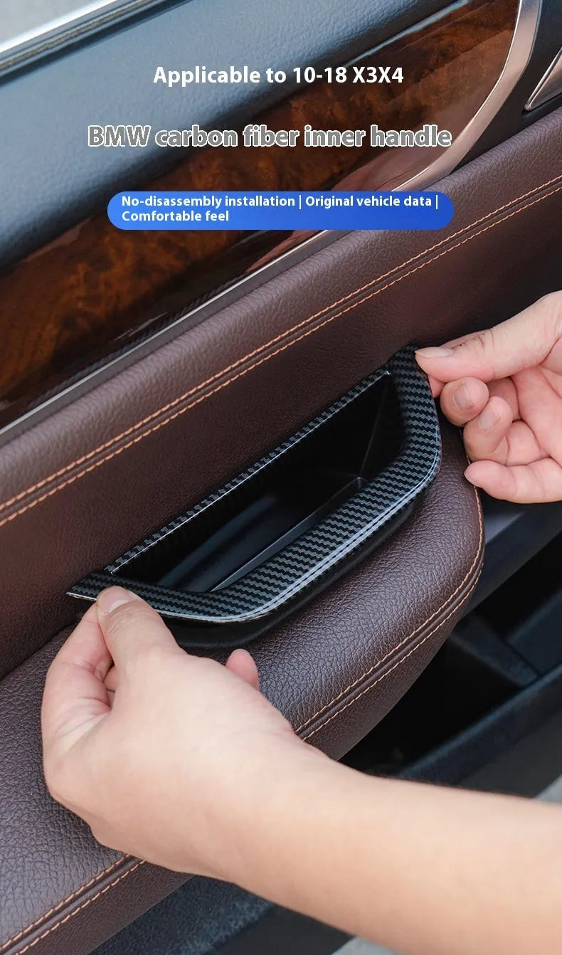 ABS main driving door handle protective cover for 3 Series in black, carbon fibre or beige
