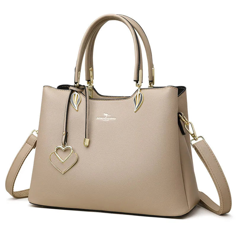 Women's PU leather messenger bag with multi-layer compartments in urban simplicity style
