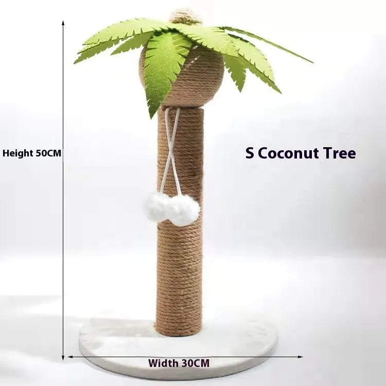 Cactus cat scratching pole climber with coconut tree board for pet cats to grind claws