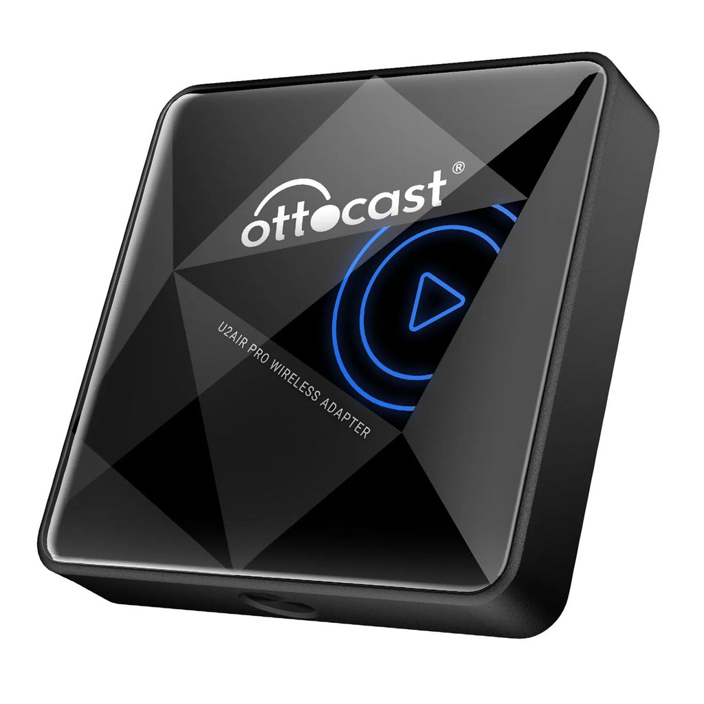 Black Wireless Car Bluetooth AIBOX Magic Box with Type-C port, dimensions 59x59x150mm