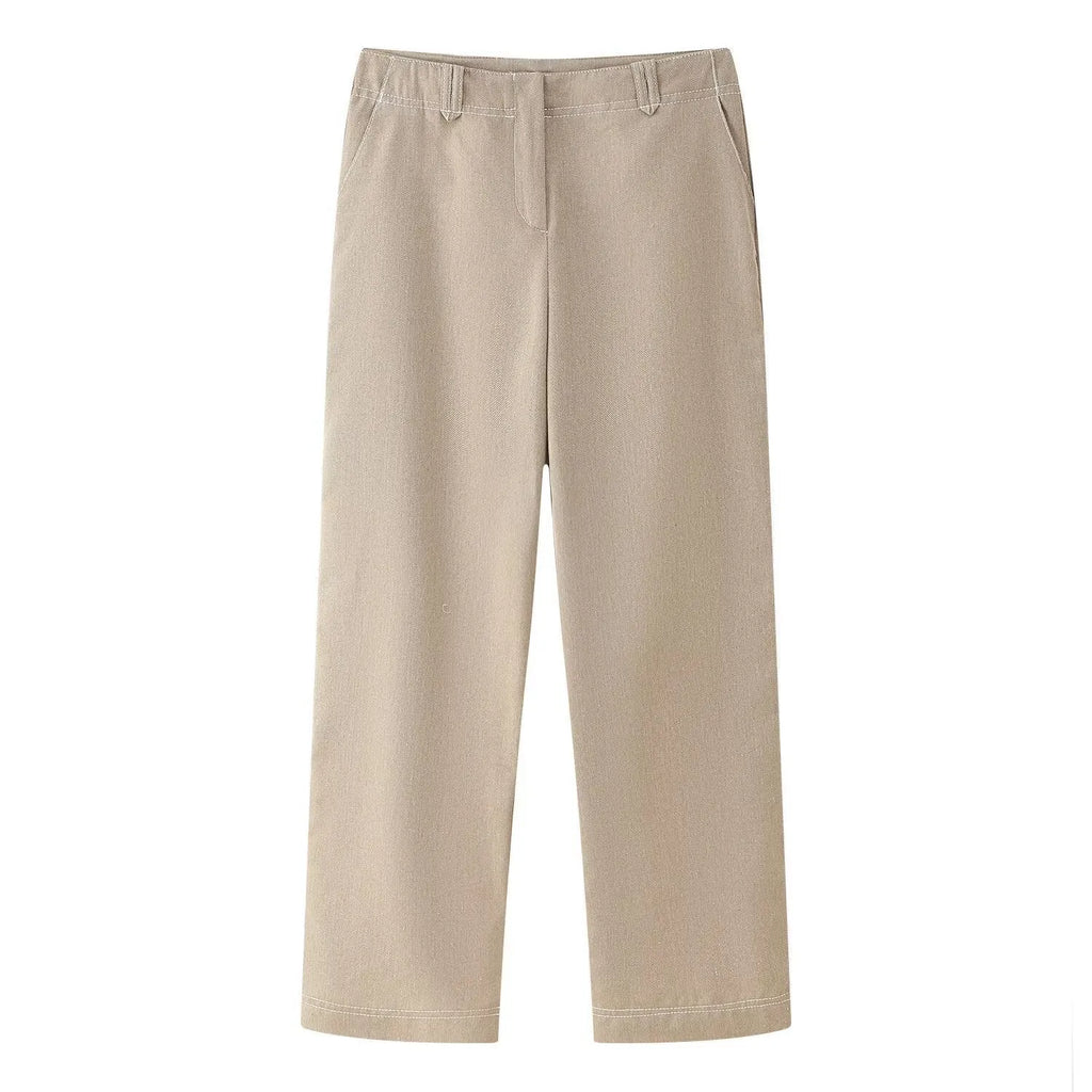 Women's summer suit set with 3D herringbone pattern jacket and straight-leg trousers