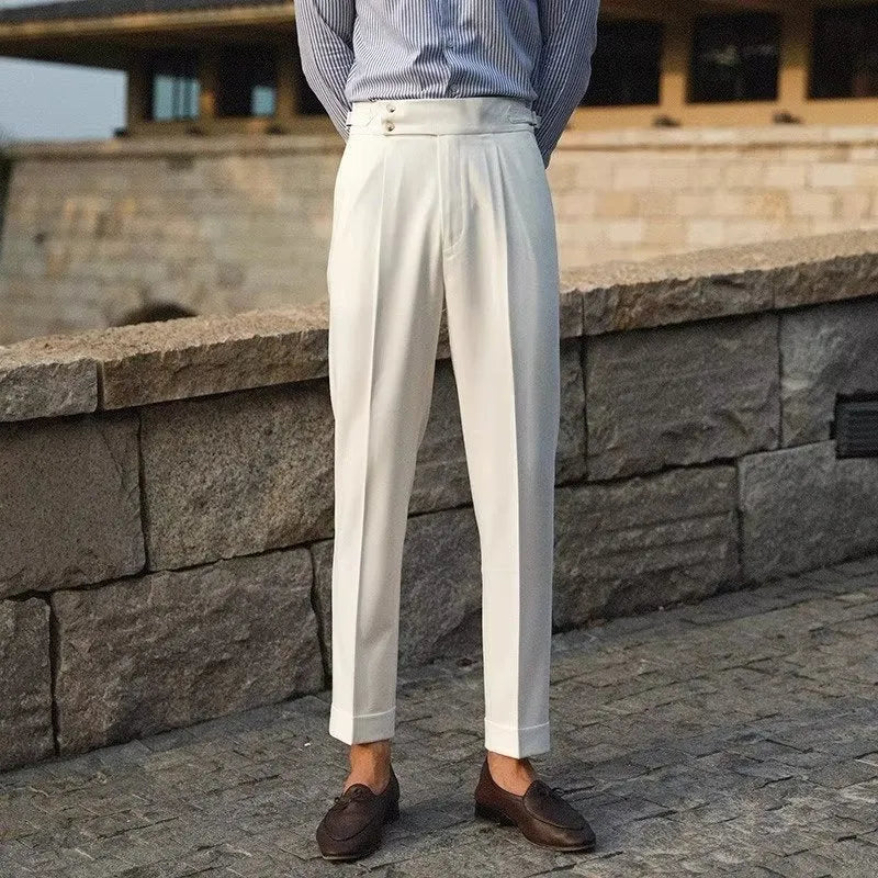 Men's slim-fit formal trousers in straight-leg design for business wear