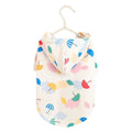 Colourful cartoon umbrella pattern polyester raincoat for a dog or cat, shown in size L.