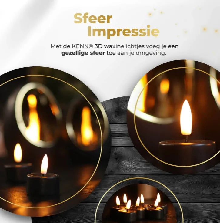 Set of four black flameless LED tealight candles on a surface.