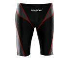 Knee-length men's swimming trunks with printed pattern in nylon fabric