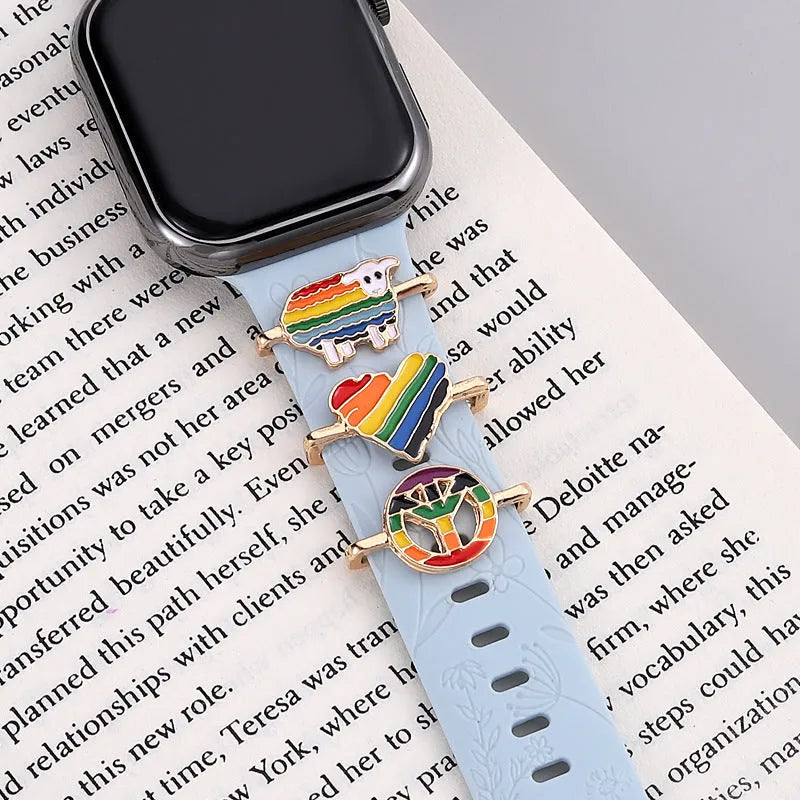 Apple Watch cartoon rainbow love metal wall clock band simple style table buckle close up
