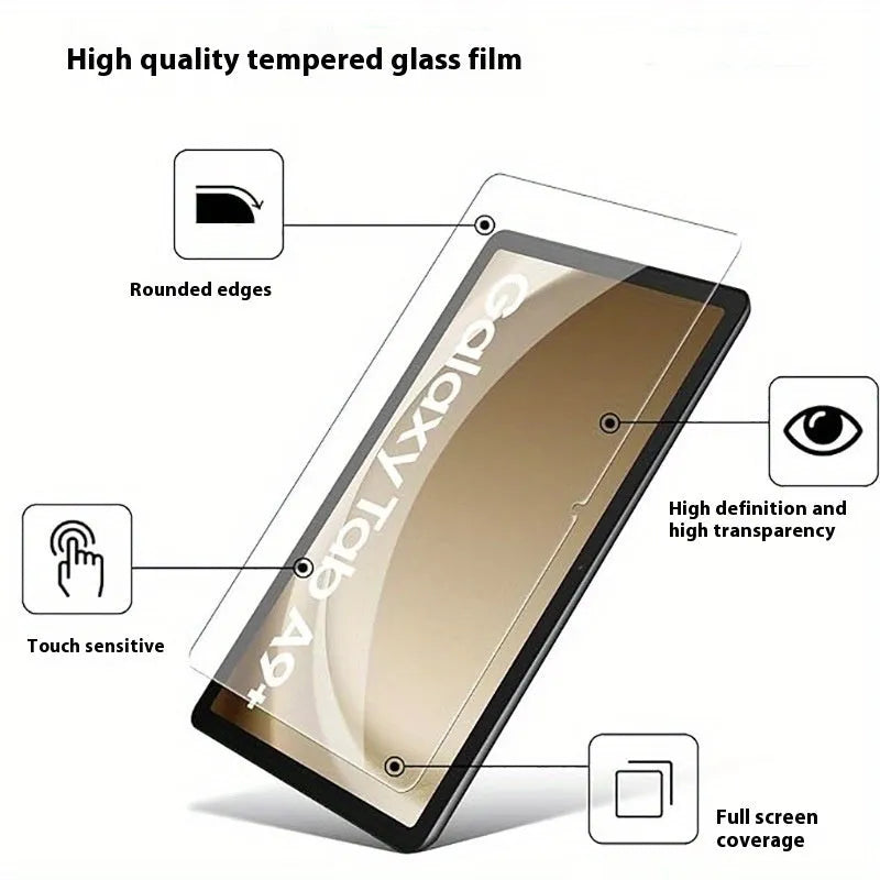 Tempered glass screen protector for Samsung Galaxy tablet with HD clarity and full coverage.