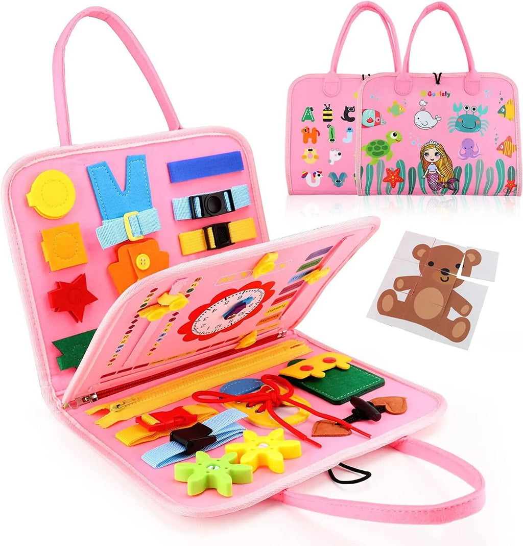 Felt learning board educational toy for toddlers, 44x28cm, blue green pink style 14