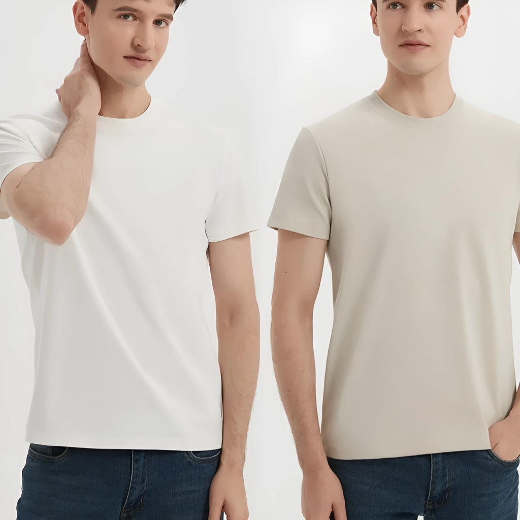 Men's solid colour short sleeve antibacterial quick-dry T-shirt on a hanger