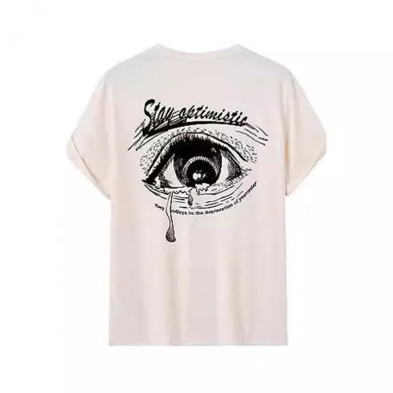 Men's short-sleeved street sports T-shirt with digital printed pattern on flat mop cloth fabric