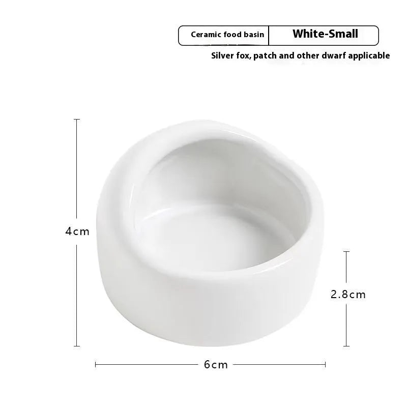 Small ceramic hamster food bowl in blue with a simple round basin design