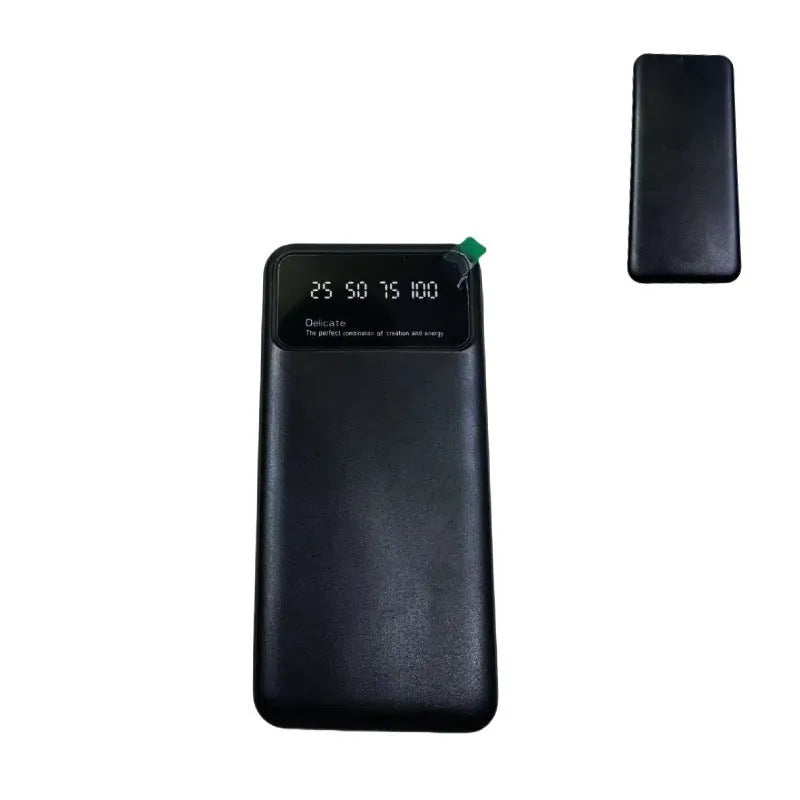 Black ultra-thin power bank showing compact design with 10000mAh capacity