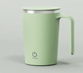 White automatic electric stirring mug with magnetic base and USB charging cable