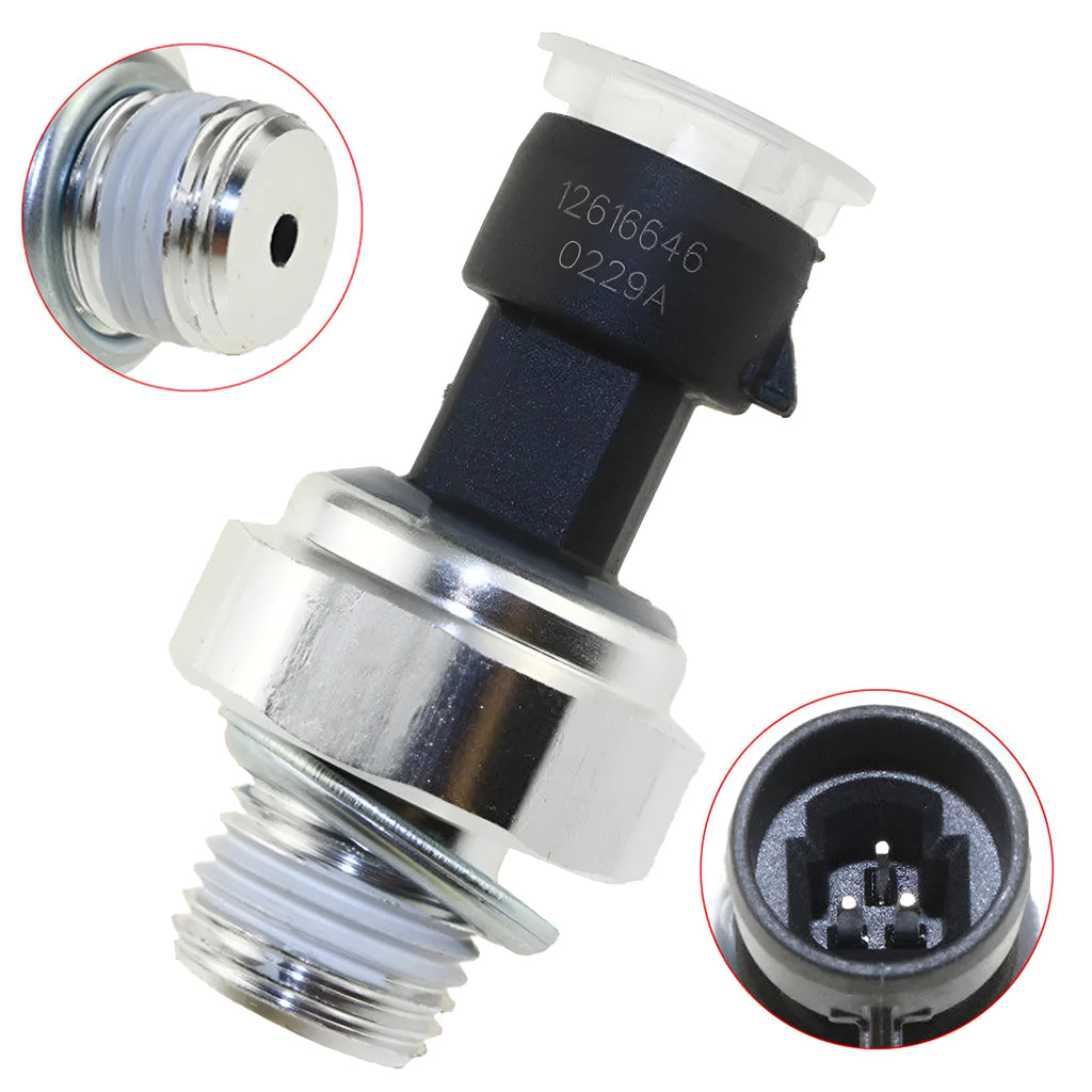 Oil pressure sensor for Buick Chevrolet vehicles, part numbers 12573107 12567323 shown