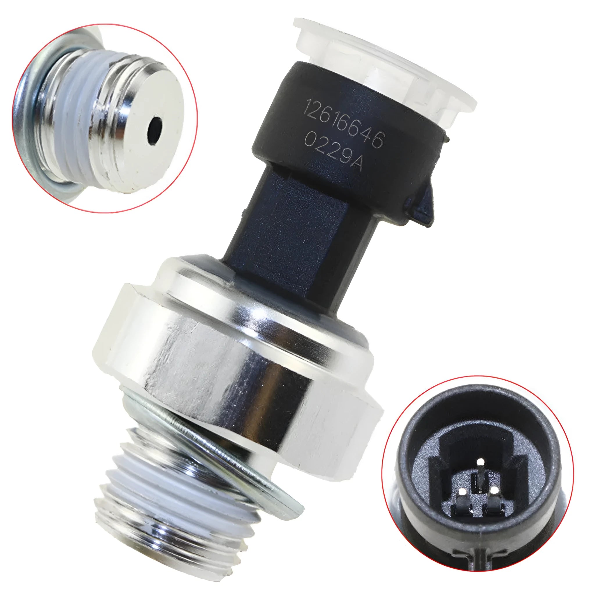 Oil pressure sensor for Buick Chevrolet vehicles, part numbers 12573107 12567323 shown