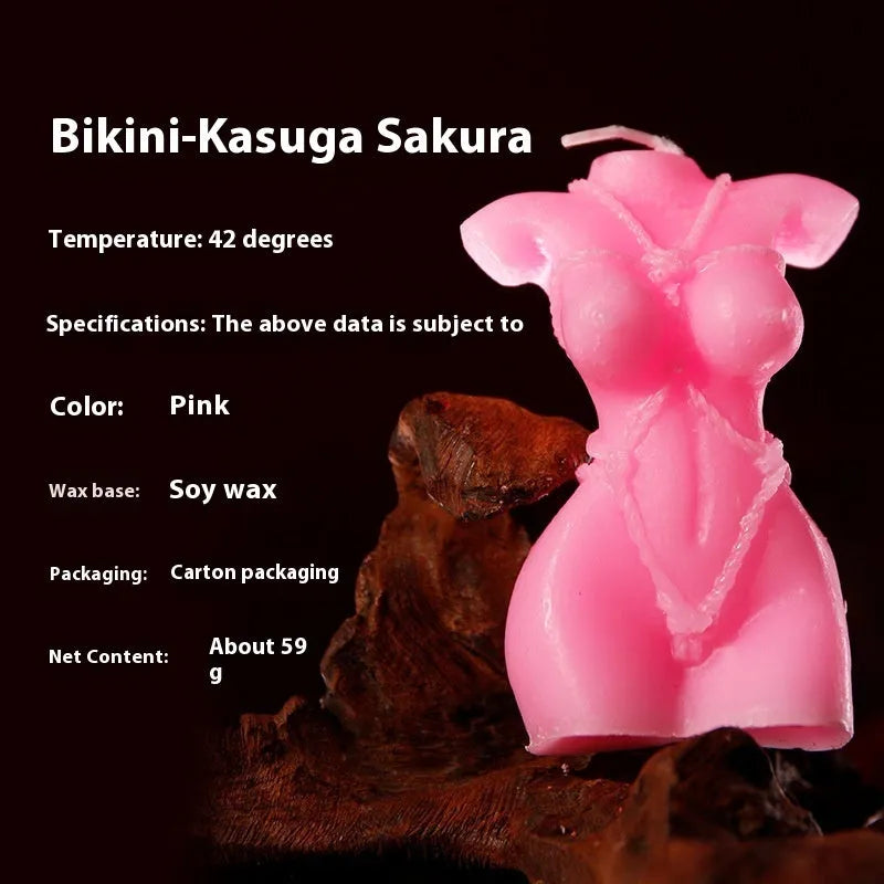 Rose red, pink, and purple low temperature soy wax candles for sensual massage.
