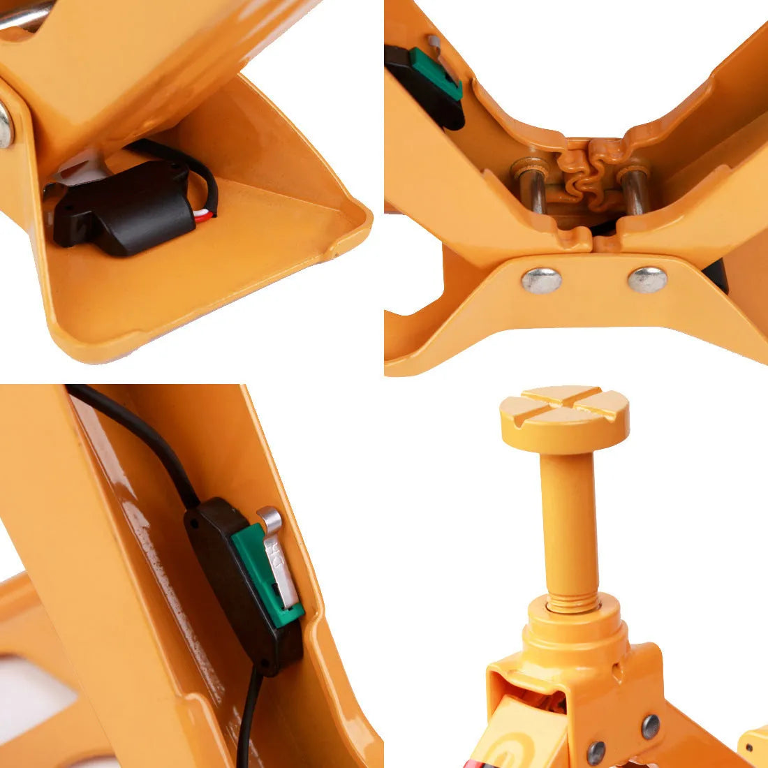 Yellow car electric jack set with electric wrench for vehicle lifting and maintenance