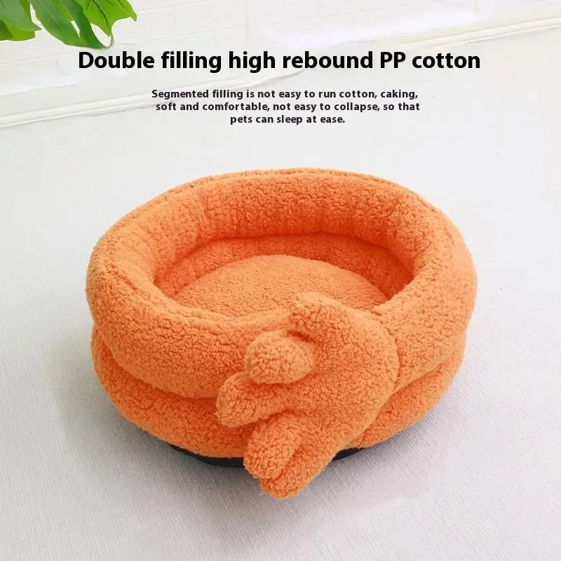Yellow pet kennel measuring 48 x 20 cm with plush mattress for dogs and cats