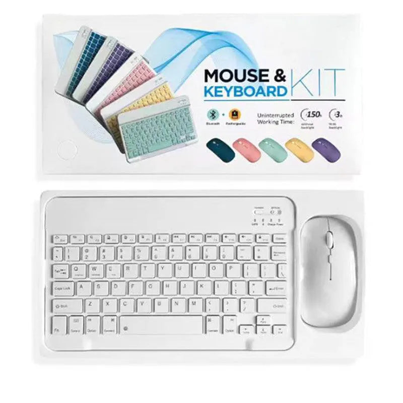 10-inch Bluetooth wireless keyboard and mouse set in selected colour with USB linker and battery