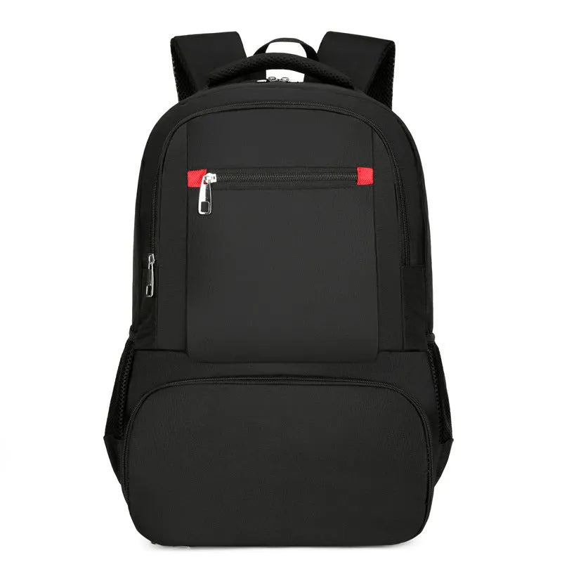 Light grey insulated Oxford cloth backpack with curved shoulder straps and wet-dry separation compartments.