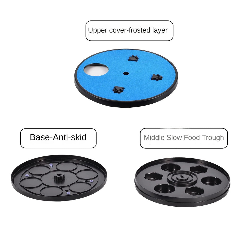 33cm square dog nail file board with suction cup base and rotating slow feeder compartments